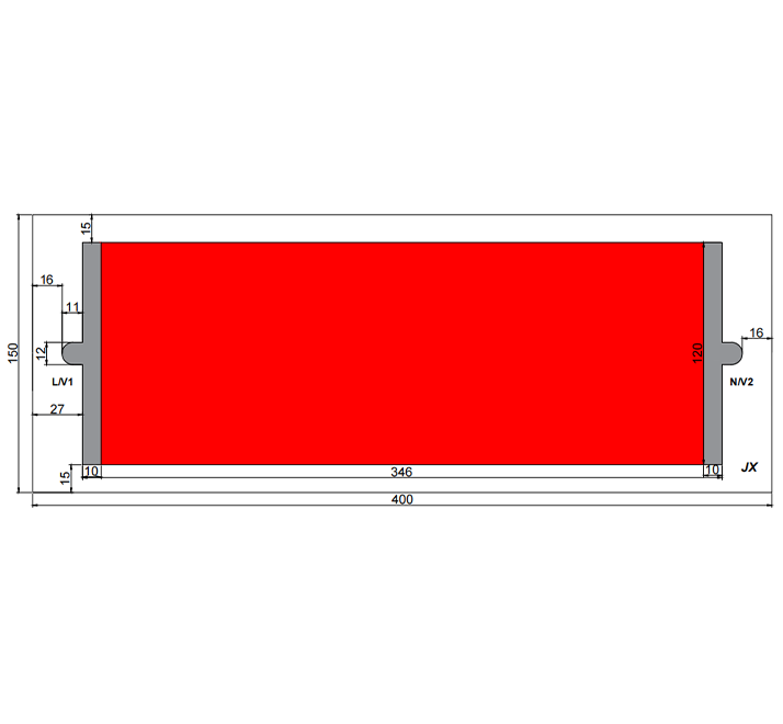 黑色半導體(tǐ)發熱微晶玻璃  400x150x3.5mm  220V  900W6